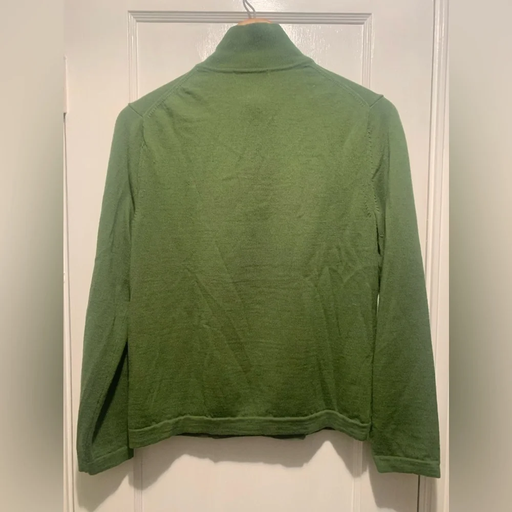 BANANA REPUBLIC Mens Pure Merino Wool Quarter Zip Pullover Sweater Green M